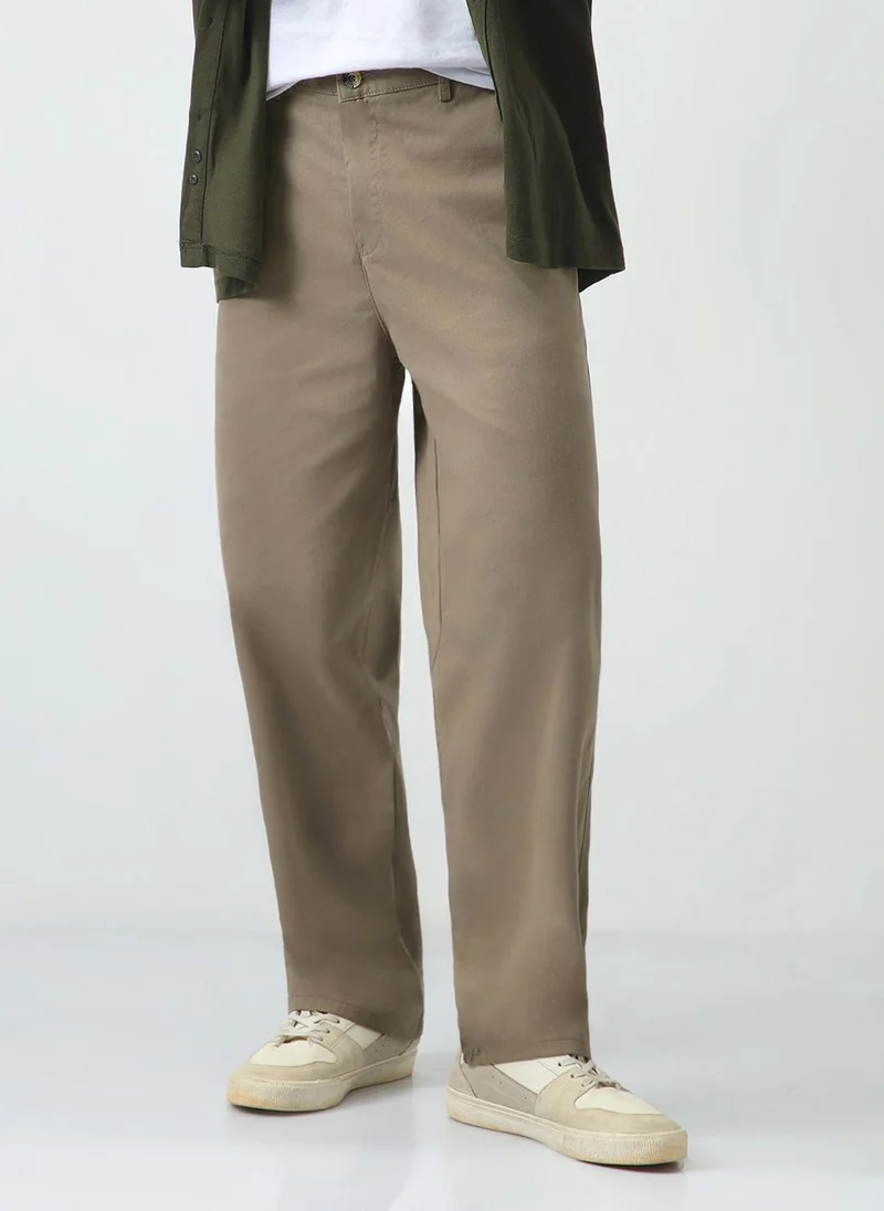 Urbano Fashion  Urbano Fashion Men's Grey Loose Baggy Fit Solid Chino Trousers Non-Stretchable for Men | Best Price UAE